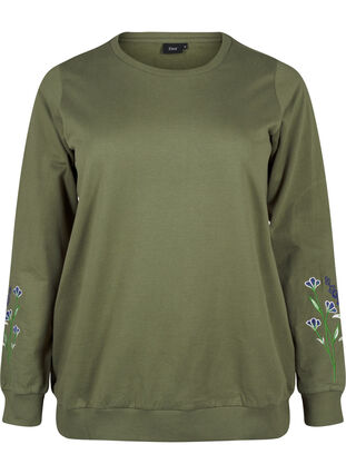 Zizzi Sweatshirt met geborduurde bloemen, D. L. Green W. emb., Packshot image number 0