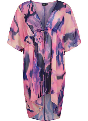 Zizzi Strand kimono met print., Purple Swirl, Packshot image number 0