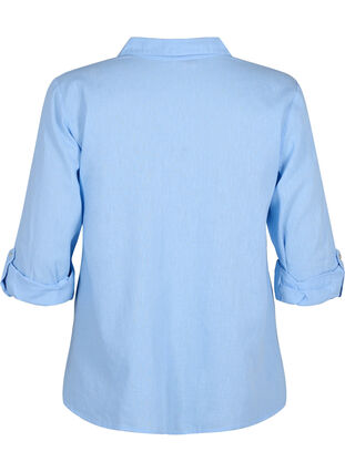 Zizzi Overhemdblouse van katoen-linnenmix met knoopsluiting, Serenity, Packshot image number 1