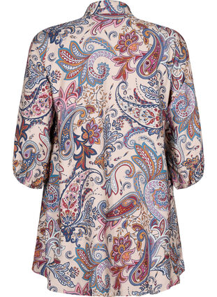 Zizzi Viscose tuniek met 3/4-mouwen en paisley print, Sand Do. Paisley AOP, Packshot image number 1