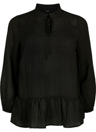 Langemouwen blouse met peplum, Black