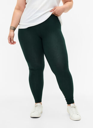 Zizzi Basic legging in viscose, Scarab, Model image number 0