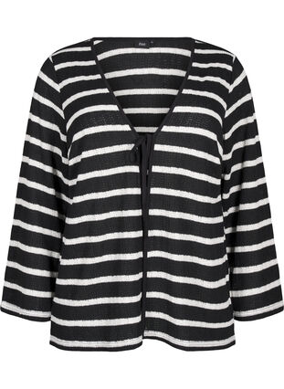 Zizzi Vest met strikken, Black White stripe, Packshot image number 0