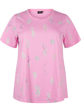 Zizzi T-shirt van biologisch katoen met bloemenprint, Rosebloom W. Flower, Packshot image number 0