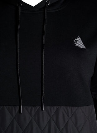 Zizzi Sweatshirt met capuchon en quilt, Black, Packshot image number 2