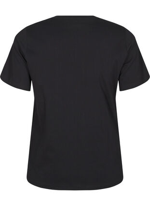 Zizzi T-shirt met ronde hals en strass-steentjes, Black, Packshot image number 1