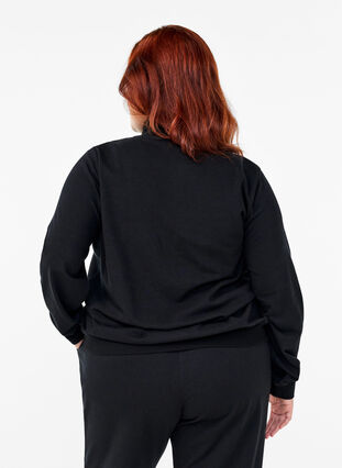 Zizzi Sweatshirt met hoge hals en ritssluiting, Black, Model image number 1