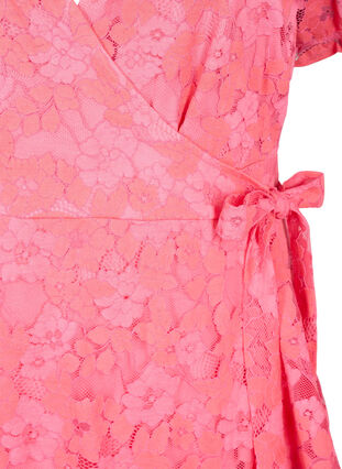 Zizzi Wikkeljurk met kant en korte mouwen, Pink Carnation, Packshot image number 2