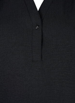 Zizzi Blouse met lange mouwen en V-hals, Black, Packshot image number 2