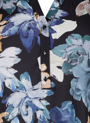 Zizzi Blouse met lange mouwen en bloemenprint, Yellow Flower AOP, Packshot image number 2