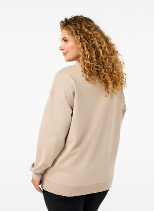 Zizzi Sweatshirt met ronde hals, Simply Taupe, Model image number 1