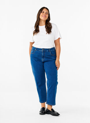 Zizzi Geknipte Vera jeans met rechte pasvorm, Blue Denim, Model image number 0