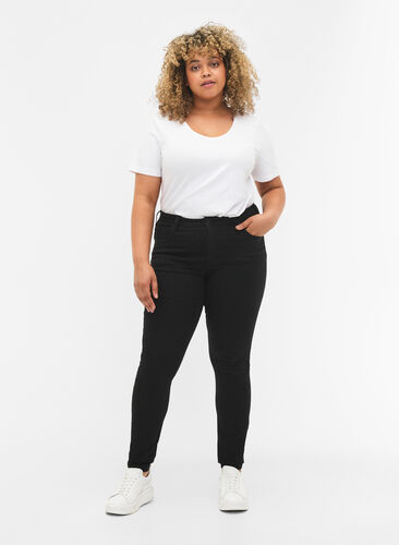 Zizzi super slim fit Amy jeans met hoge taille, Black, Model image number 0