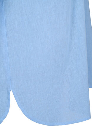 Zizzi Overhemdblouse van katoen-linnenmix met knoopsluiting, Serenity, Packshot image number 3