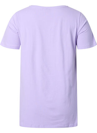 Zizzi Basic t-shirt in effen kleur met katoen, Lavender, Packshot image number 1