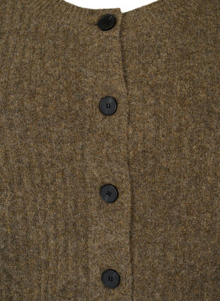 Zizzi Ribgestikte cardigan met knopen, Brown Mel., Packshot image number 2