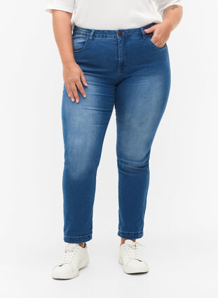 Zizzi Slim fit Emily jeans met normale taille, Light blue, Model image number 2