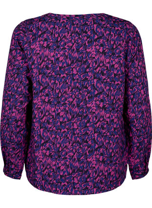 Zizzi FLASH - Blouse met lange mouwen en print, Pink Blue AOP, Packshot image number 1