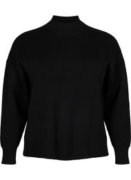 Gebreide blouse in effen kleur, Black