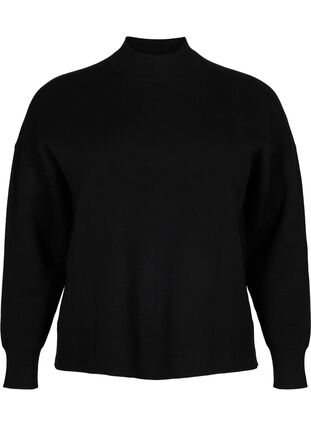 Zizzi Gebreide blouse in effen kleur, Black, Packshot image number 0