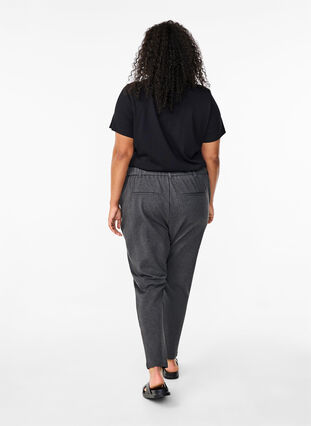 Zizzi Cropped Maddison broek, Dark Grey Melange, Model image number 1