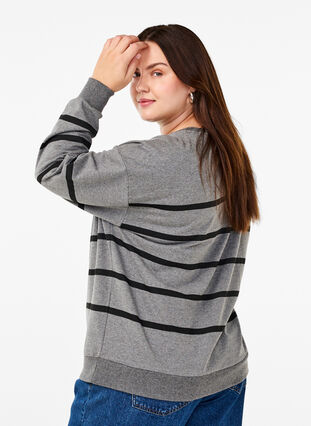 Zizzi Sweatshirt met ronde hals, MGM w. Black Stripe, Model image number 1