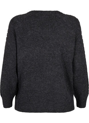 Zizzi Gebreide blouse met stiksels, Dark Grey White Mel., Packshot image number 1