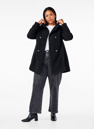 Zizzi Korte trenchcoat met A-lijn, Black, Model image number 2