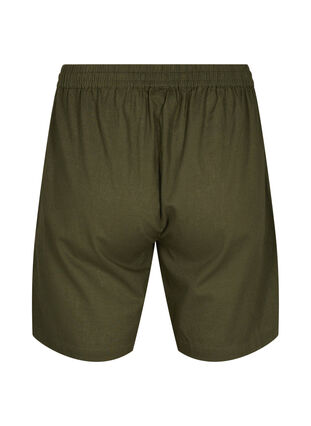 Zizzi Losse shorts in katoenmix met linnen, Forest Night, Packshot image number 1