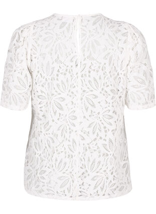 Zizzi Kanten blouse met korte mouwen, Bright White, Packshot image number 1