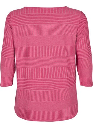 Zizzi Blouse met driekwartmouwen en een gestreept patroon, Malaga Mel., Packshot image number 1