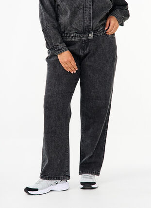 Zizzi Losse jeans met gekorte lengte, Dark Grey Denim, Model image number 2