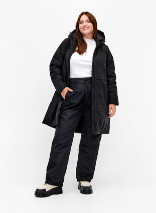 Zizzi Winterjas met verstelbare taille, Black, Model image number 3