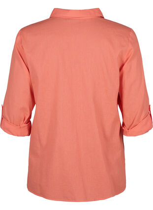 Zizzi Shirt blouse met knoopsluiting van katoen-linnenmix, Living Coral, Packshot image number 1