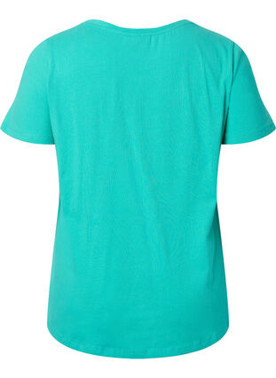Zizzi Basic t-shirt in effen kleur met katoen, Aqua Green, Packshot image number 1