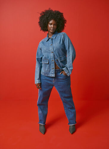 Zizzi Denim overhemdjasje met zakken, Blue Denim, Image image number 0