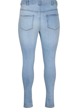 Zizzi Slim fit jeans met slijtagedetails, Light Blue, Packshot image number 1