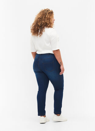 Zizzi Slim fit Emily jeans met normale taille, Blue Denim, Model image number 1