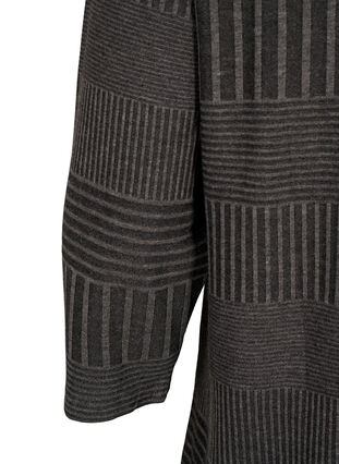 Zizzi Blouse met driekwartmouwen en een gestreept patroon, Dark Grey Melange, Packshot image number 3
