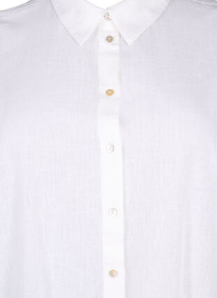 Zizzi Lang shirt van katoenmix met linnen, Bright White, Packshot image number 2