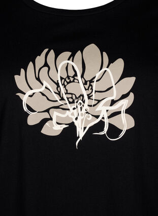 Zizzi T-shirt met motief, Black w. Flower, Packshot image number 2