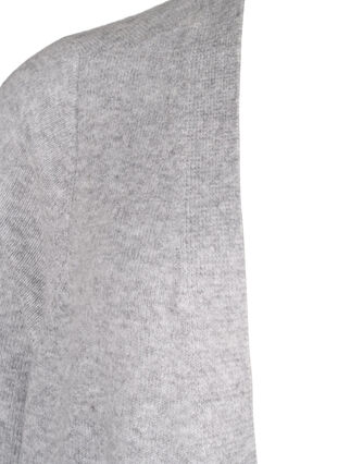 Zizzi Lang gebreid vest met zakken, Light Grey Melange, Packshot image number 2