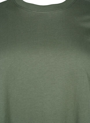 Zizzi Basic katoenen T-shirt met ronde hals, Thyme, Packshot image number 2