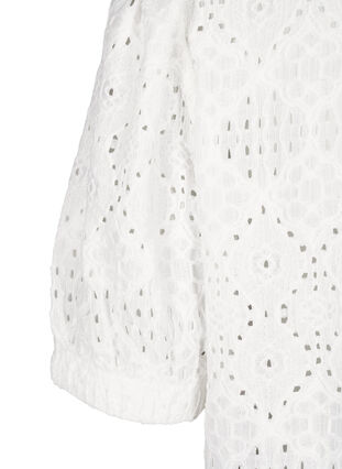 Zizzi Blouse met korte mouwen en patroon met kant, Bright White, Packshot image number 3