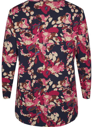 Zizzi Gebloemde blouse met lange mouwen, Ev. Blue Rose Fl.AOP, Packshot image number 1