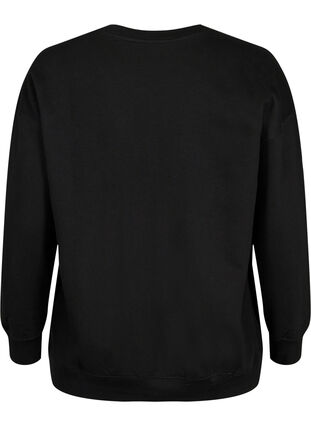 Zizzi Sweatshirt met geborduurde tekst, Black Copenhagen , Packshot image number 1