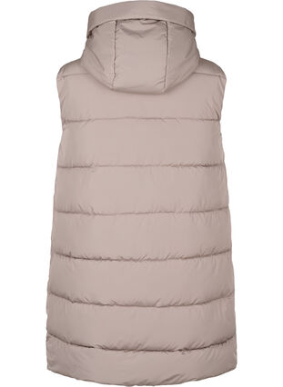 Zizzi Lange vest met capuchon en zakken, Driftwood, Packshot image number 1