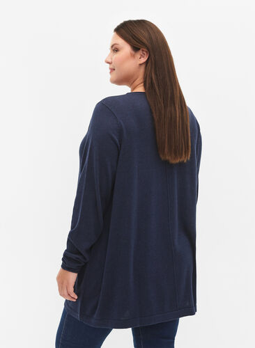 Zizzi Gebreide blouse gemaakt van katoen en viscose., Dress Blues, Model image number 1