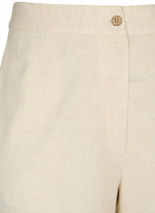 Zizzi Broek met hoge taille van katoen en linnen, Whitecap Gray, Packshot image number 2