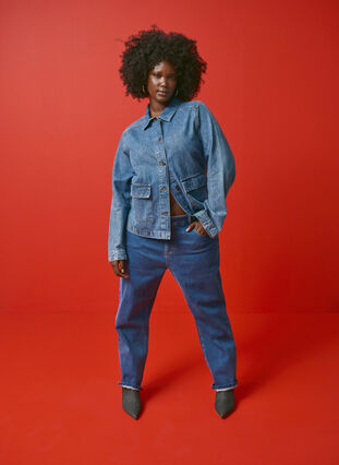 Zizzi Geknipte Vera jeans met rechte pasvorm, Blue Denim, Image image number 0